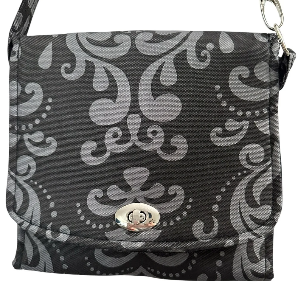 LillyBit Uptown Diaper Clutch 3 Way Bag Gray Damask NWT